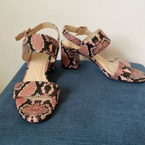 EUC Cole Haan Grand Series pink and black snake print healed sandals 7.5